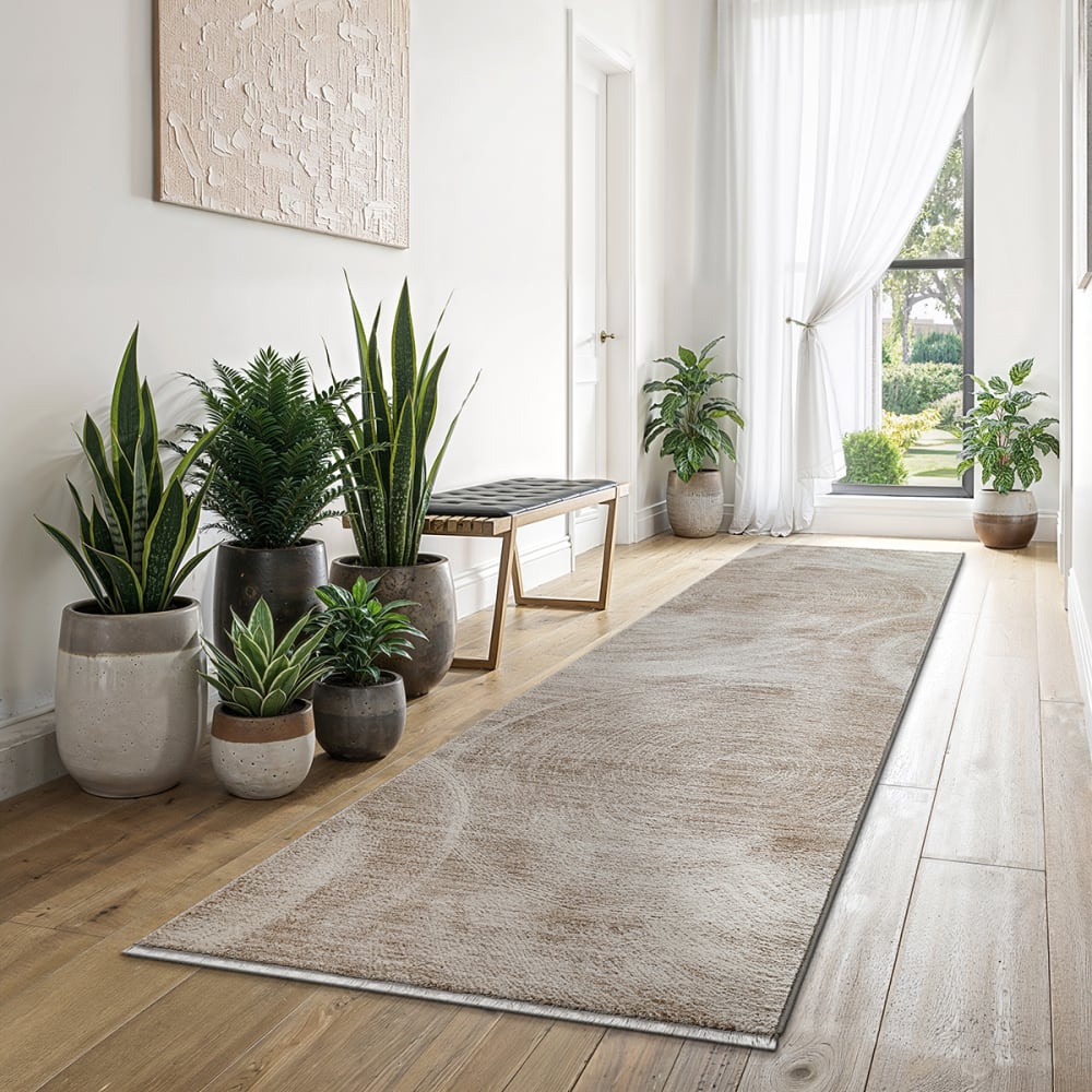 Tapis Salon Moderne Design Cercle, Beige, 80 x 300 cm — vue 3