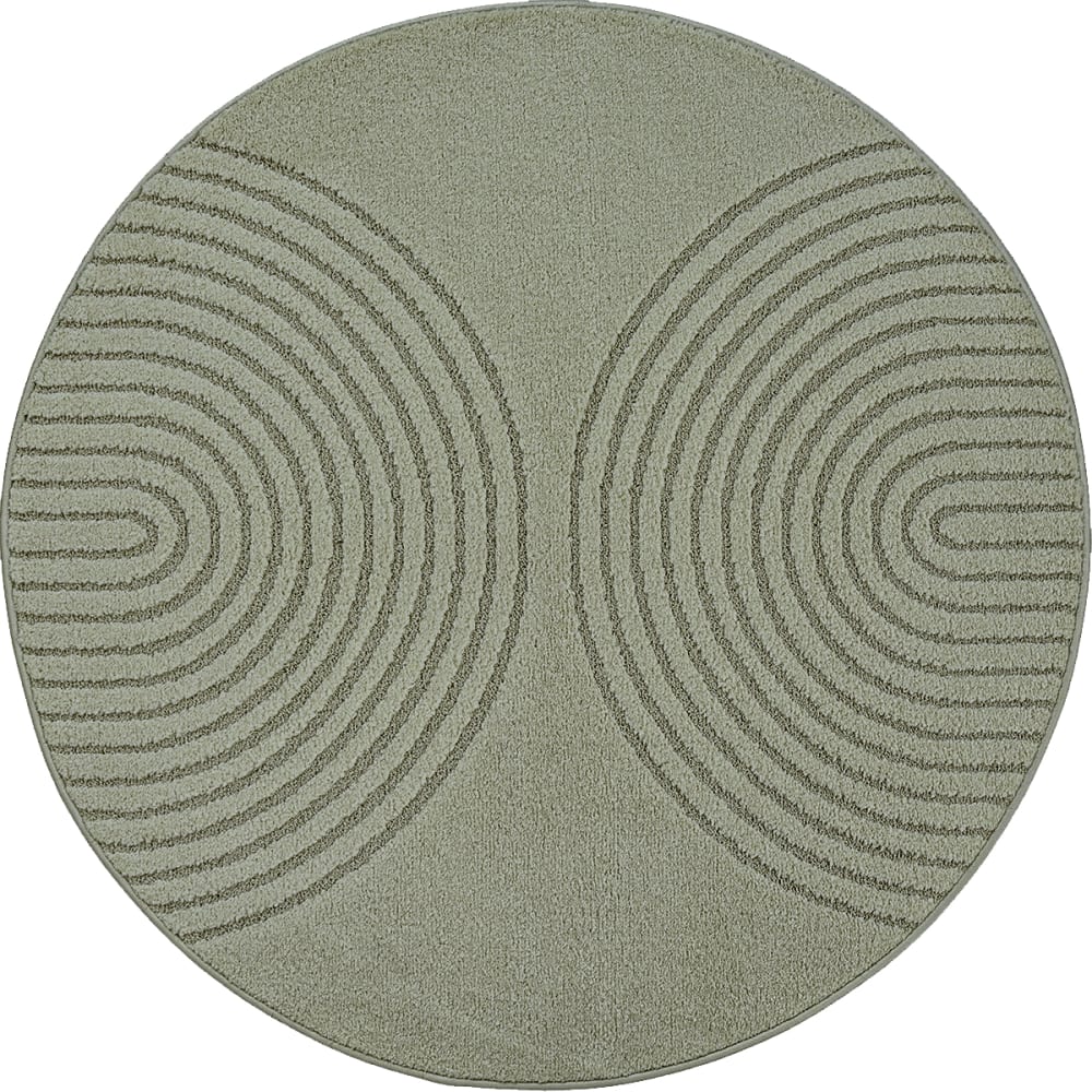 Tapis moderne salon scandinave, Vert, 120 cm Rond