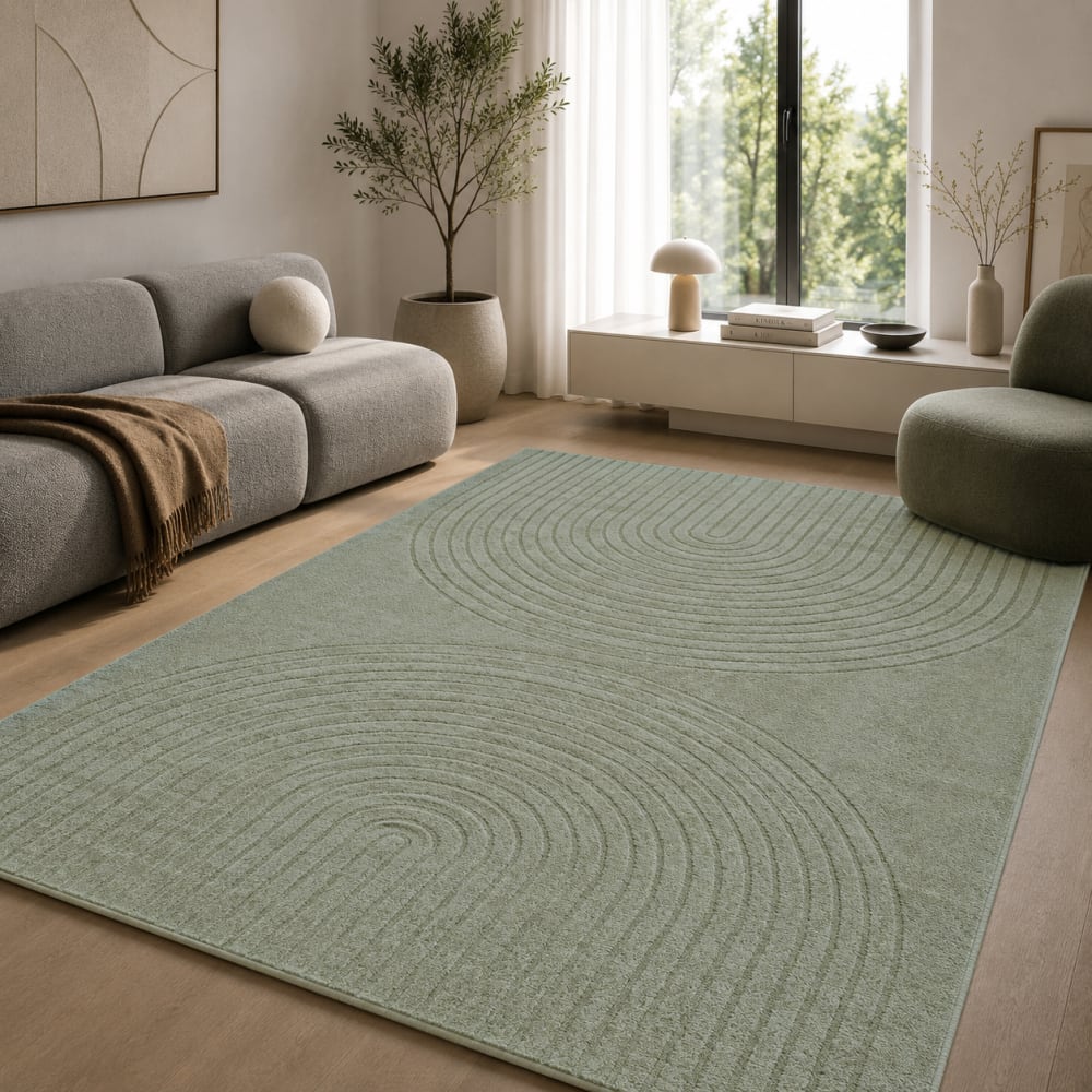 The carpet Teppich Modern Hohe Flordichte, Grün, 140 x 200 cm style modern Grün Pp - Polypropylen