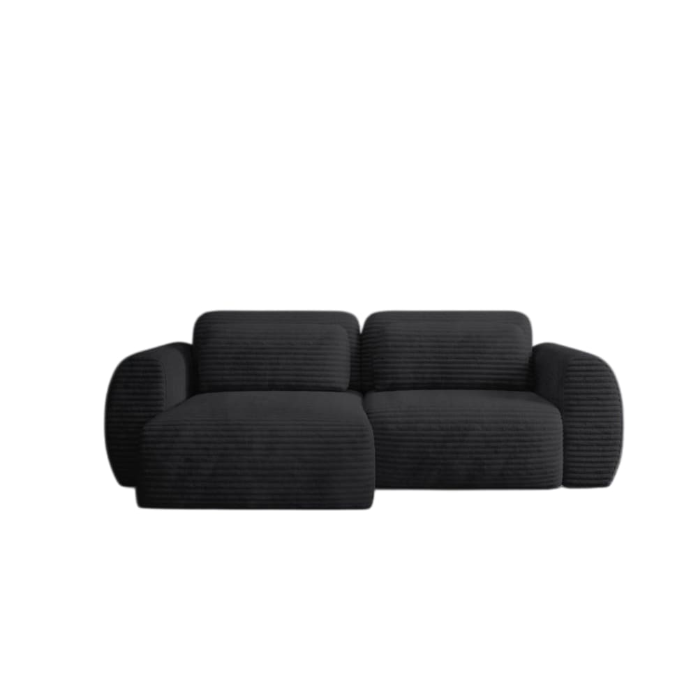 Canapé d'angle convertible 5P en velours côtelé grosse maille noir
