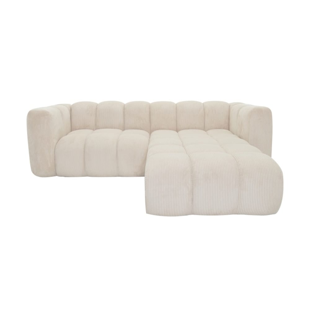 Canapé d’angle 4 places en velours côtelé beige