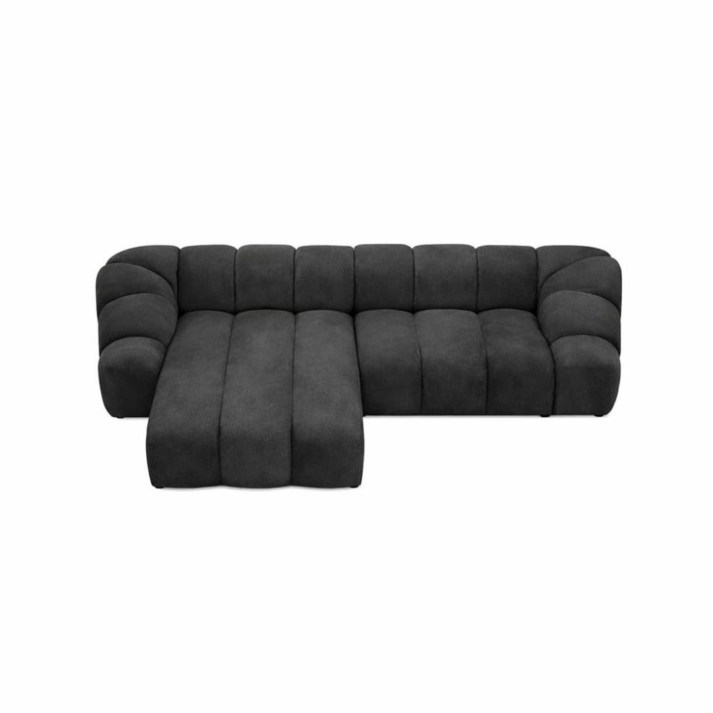 Canapé d’angle 4 places avec tissu velours doux gris foncé