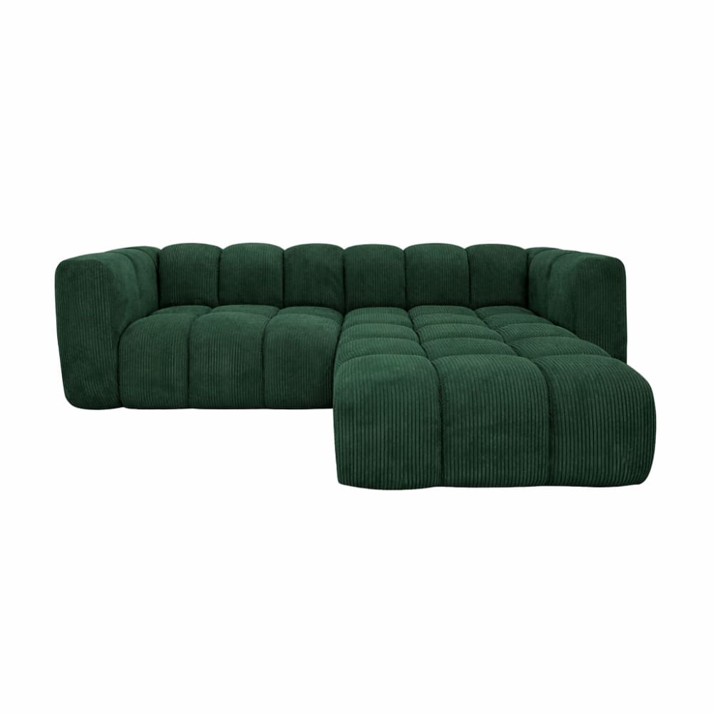 Canapé d’angle 4 places en velours côtelé vert