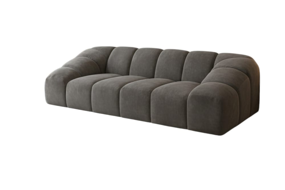 Canapé 3 places en tissu aspect velours gris