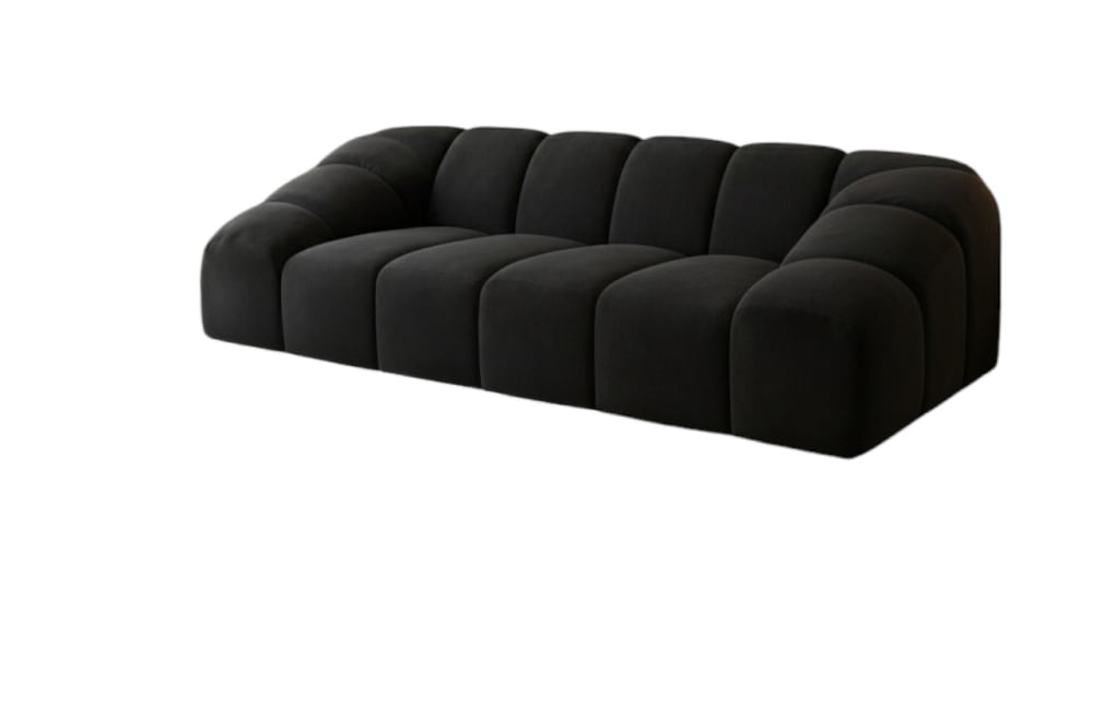 Canapé 3 places en tissu aspect velours noir