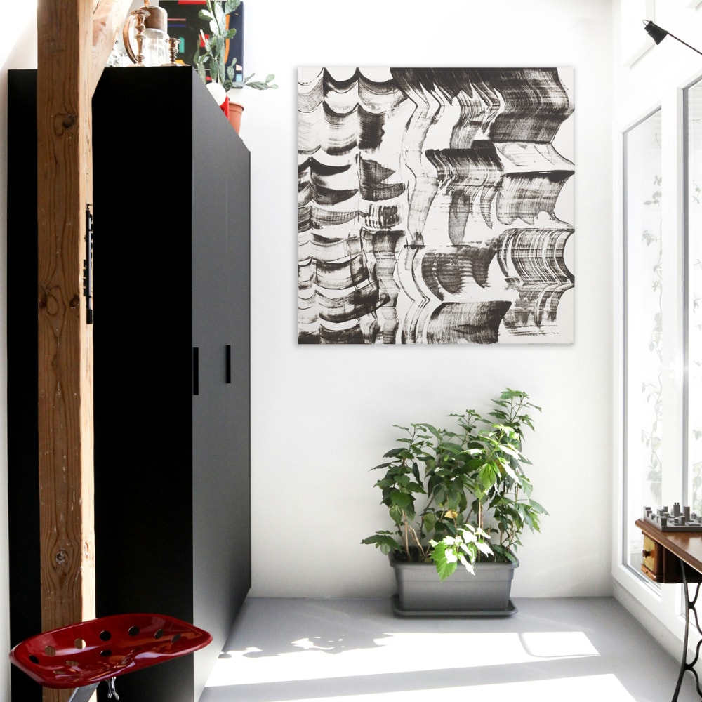 Tableau contre-sens noir en toile imprimée, 120x120 cm