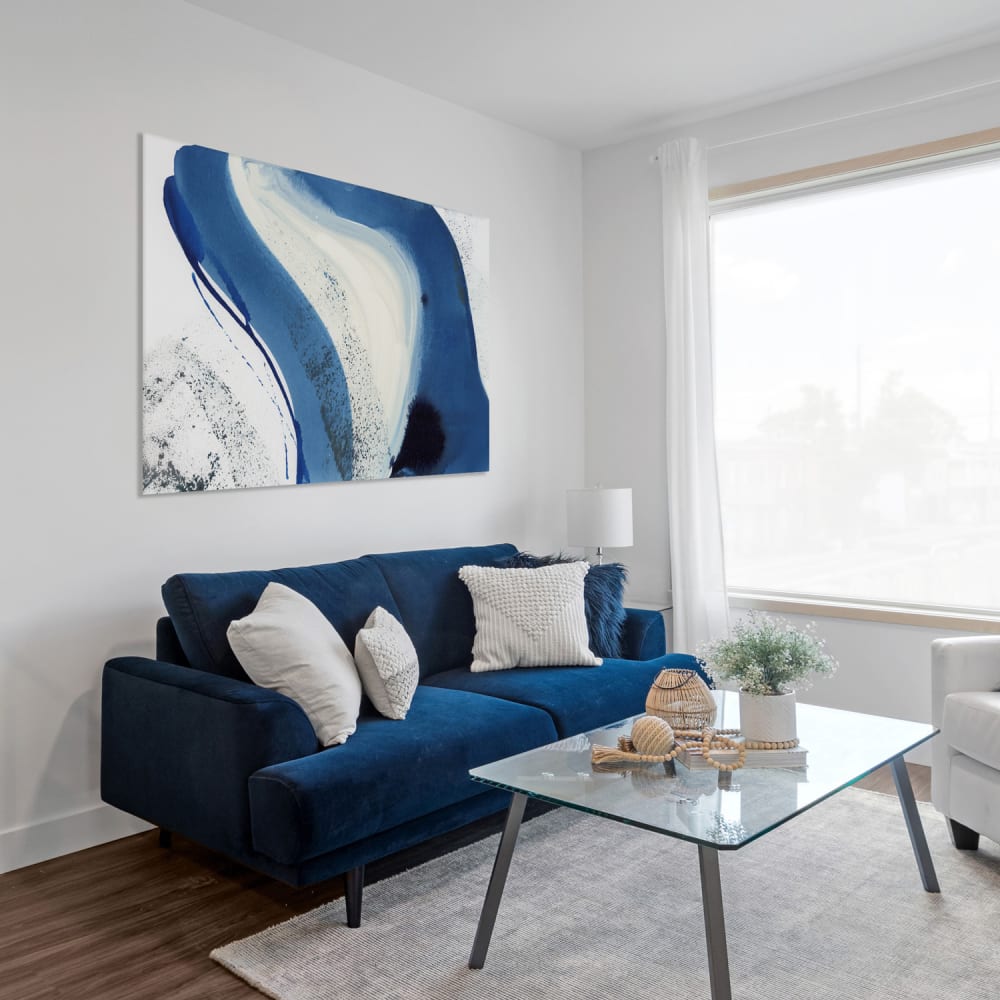 Tableau blue waves en toile imprimée, 120x80 cm