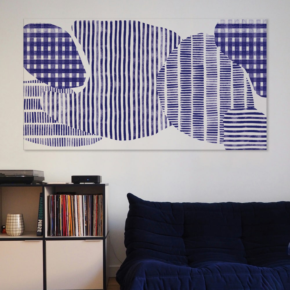 Tableau canopée bleu en toile imprimée, 150x90 cm