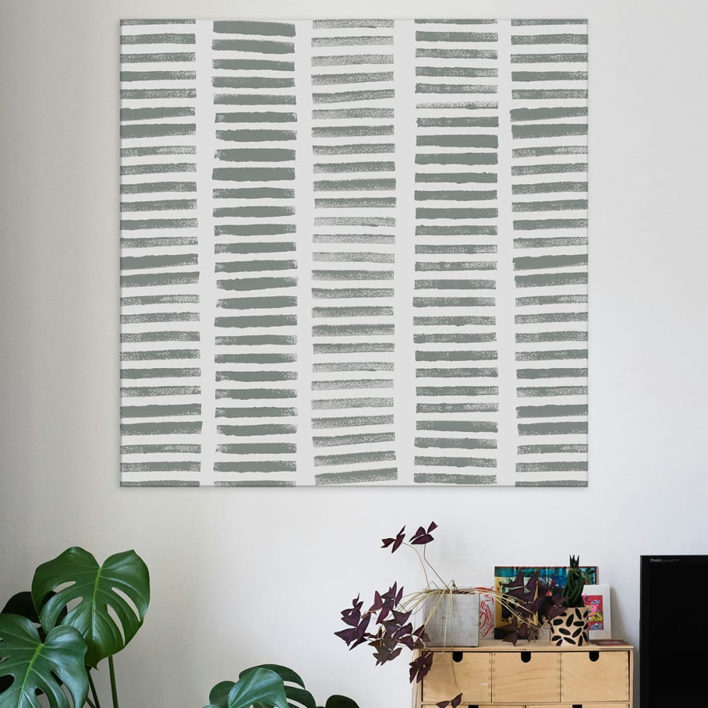 Tableau rondin vert en toile imprimée, 120x120 cm