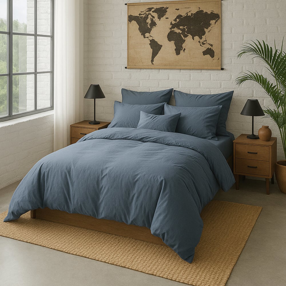 Taie d'oreiller percale de coton bleu forever 50x70 cm — vue 4