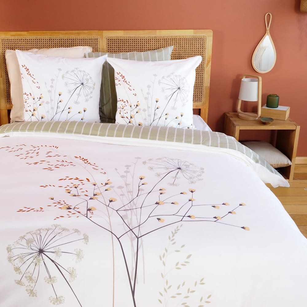 Parure housse de couette en coton imprimée + 2 taies 240x220 cm