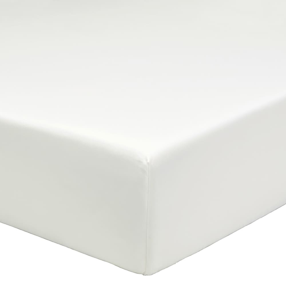 Drap housse en percale de coton bio ivoire 140x200