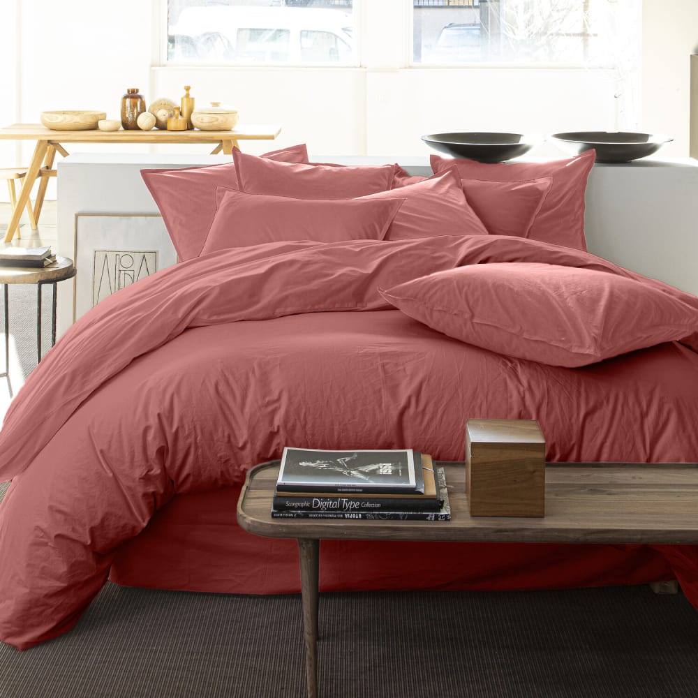 Drap housse percale de coton vieux rose 140x190 cm — vue 4