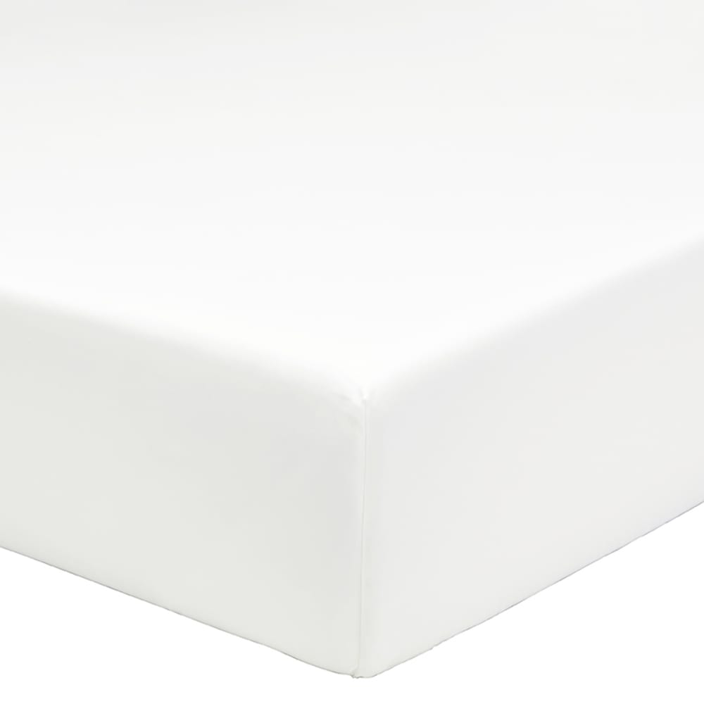 Drap housse en percale de coton bio blanc 140x200