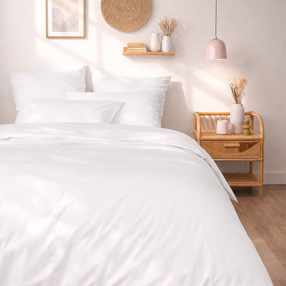 Drap housse en percale de coton bio blanc 140x200 — vue 3