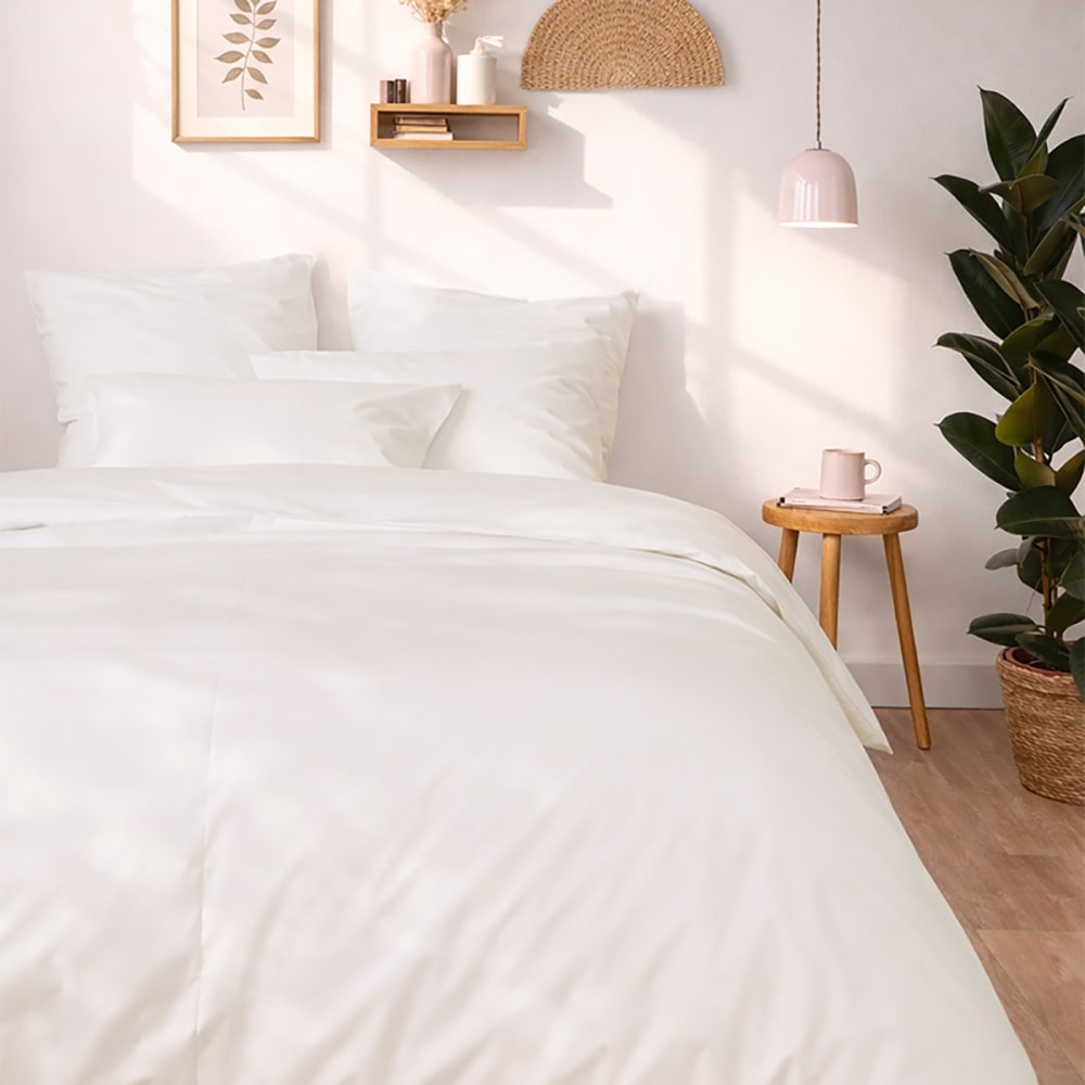 Drap housse en percale de coton bio ivoire 160x200 — vue 3