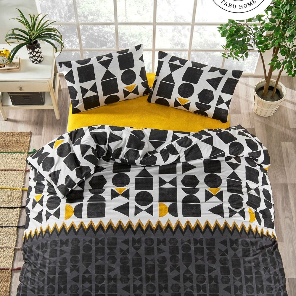 Parure housse de couette 100% coton imprimée + 2 taies 240x220 cm