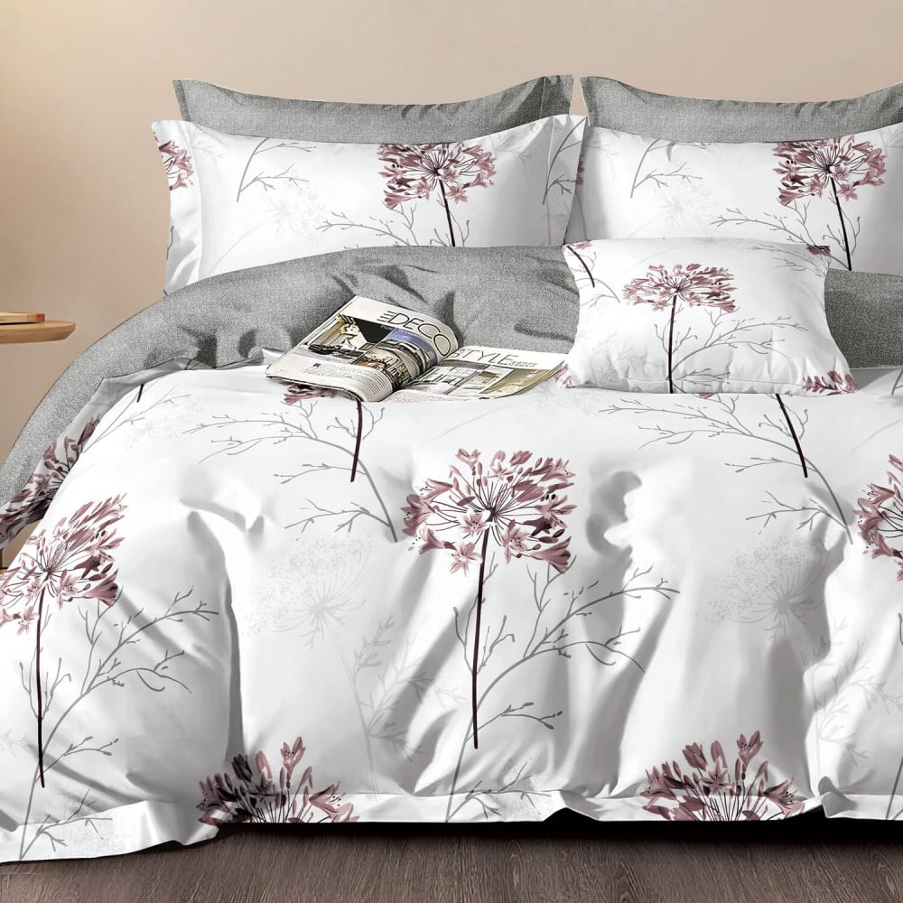 Parure housse de couette 100% percale de coton + 2 taies 240x220 cm - Maisons du Monde