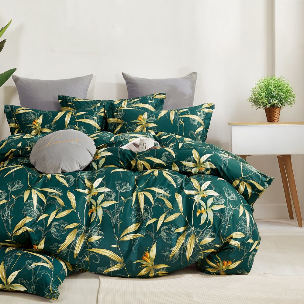 Parure housse de couette 100% percale de coton + 2 taies 240x220 cm