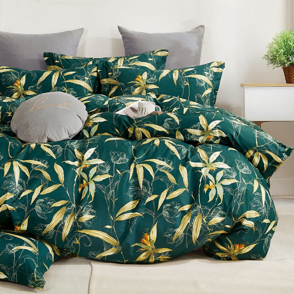 Parure housse de couette 100% percale de coton + 2 taies 240x220 cm - Maisons du Monde
