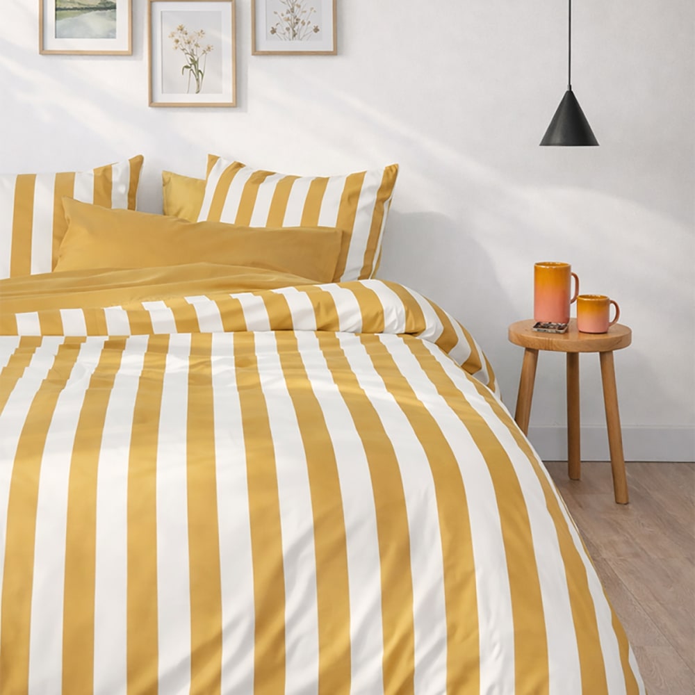 Parure de lit en percale - ocre jaune