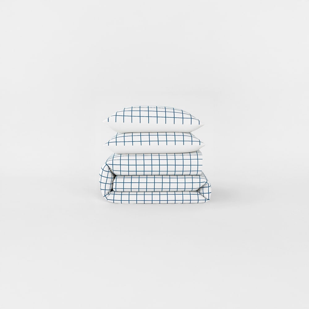 Parure de lit en percale de coton bio bleu paon 240x220 — vue 3