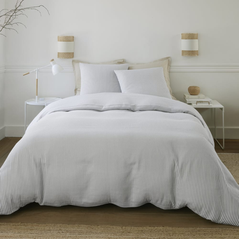 Parure housse de couette coton imprimée + 2 taies 240x220 cm