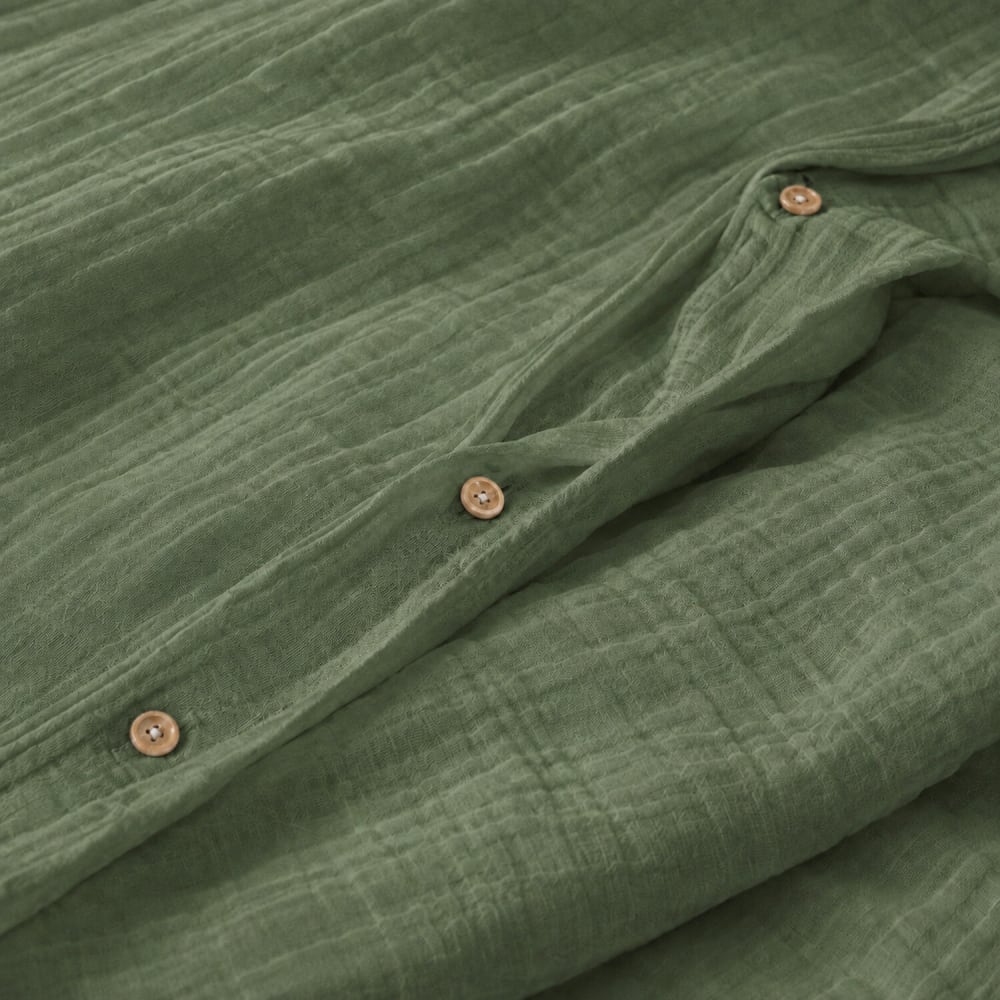 Parure housse de couette gaze de coton vert cèdre 260x240 cm — vue 4