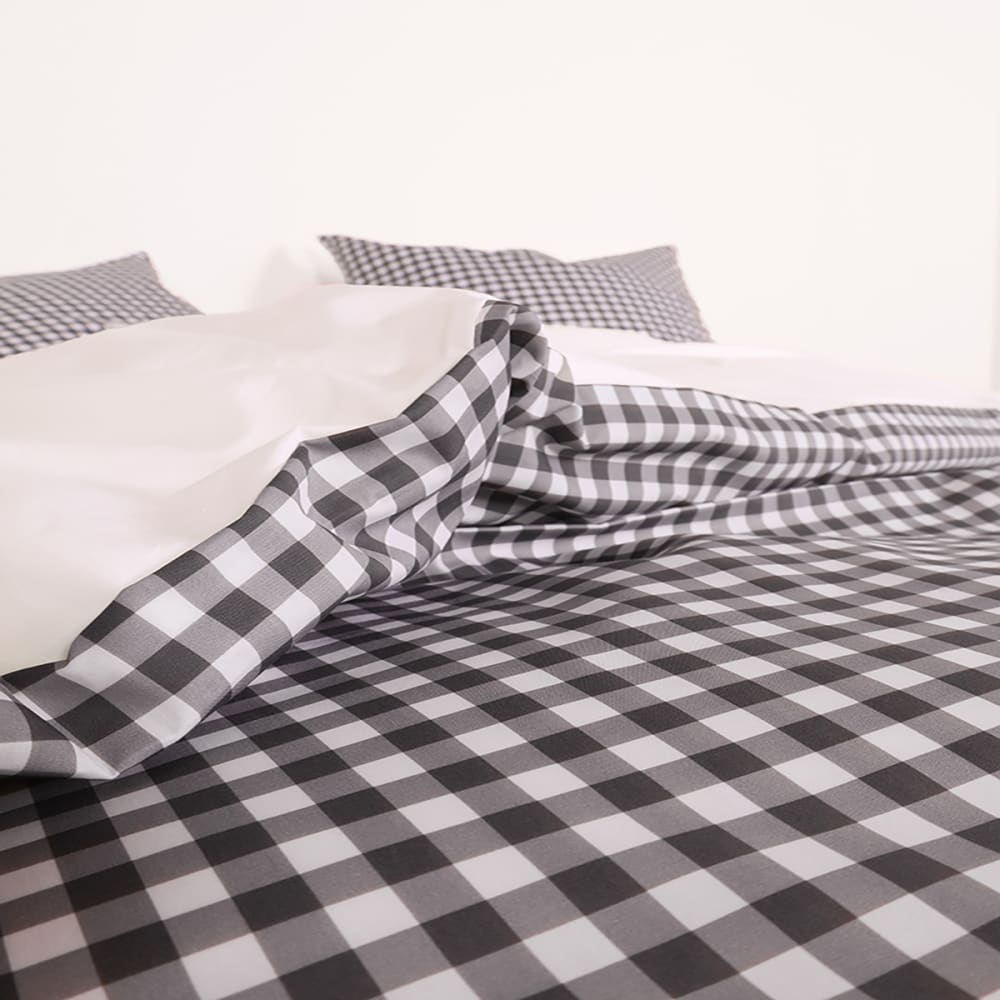 Parure de lit en percale de coton bio vichy anthracite 240x220 — vue 4