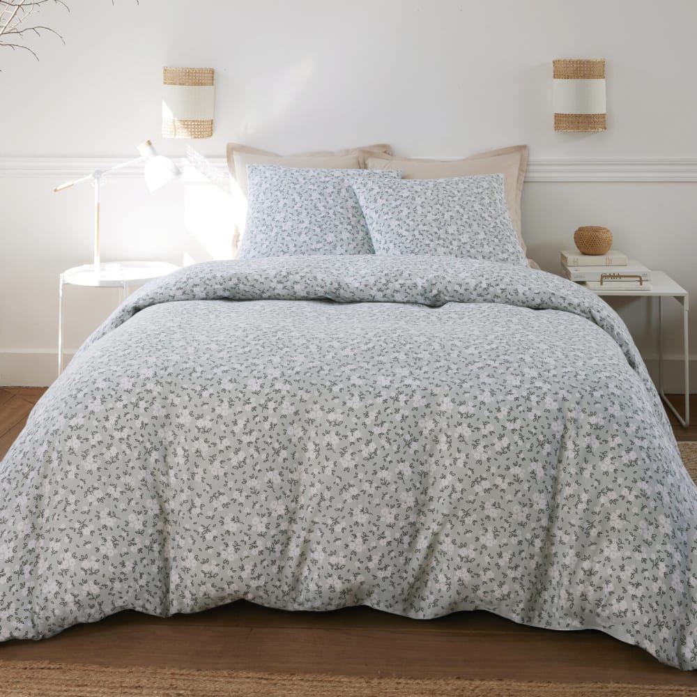 Parure housse de couette coton imprimée + 2 taies 240x220 cm