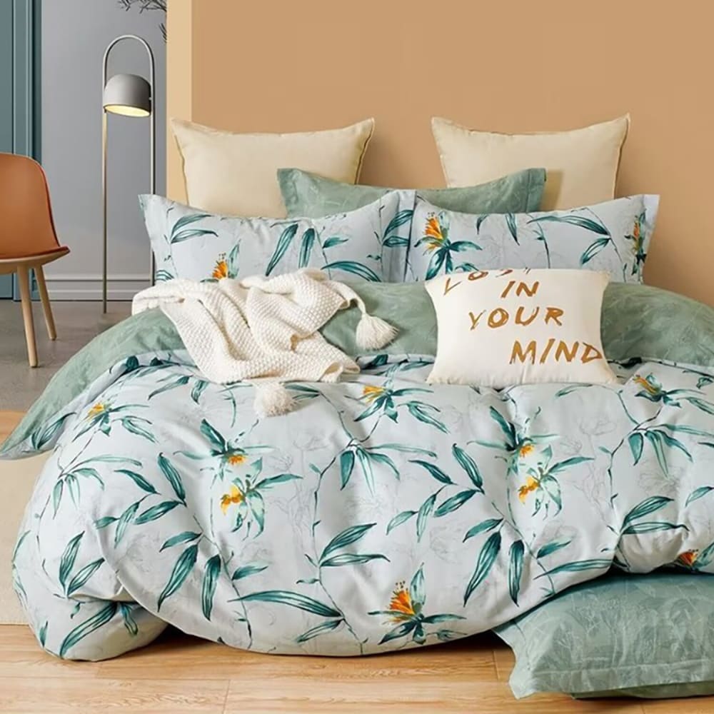 Parure housse de couette en polycoton imprimée + 2 taies 240x220 cm - Maisons du Monde