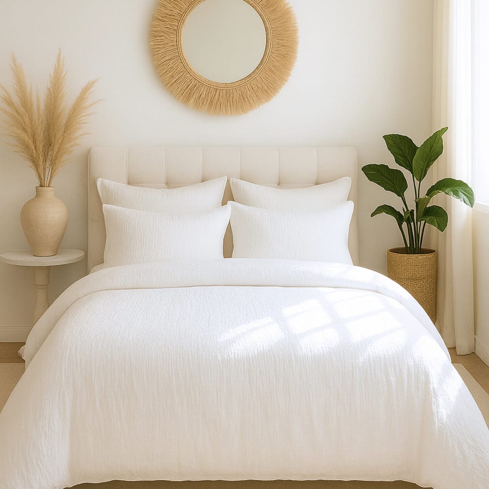 Parure housse de couette polyester blanc 260x240 cm