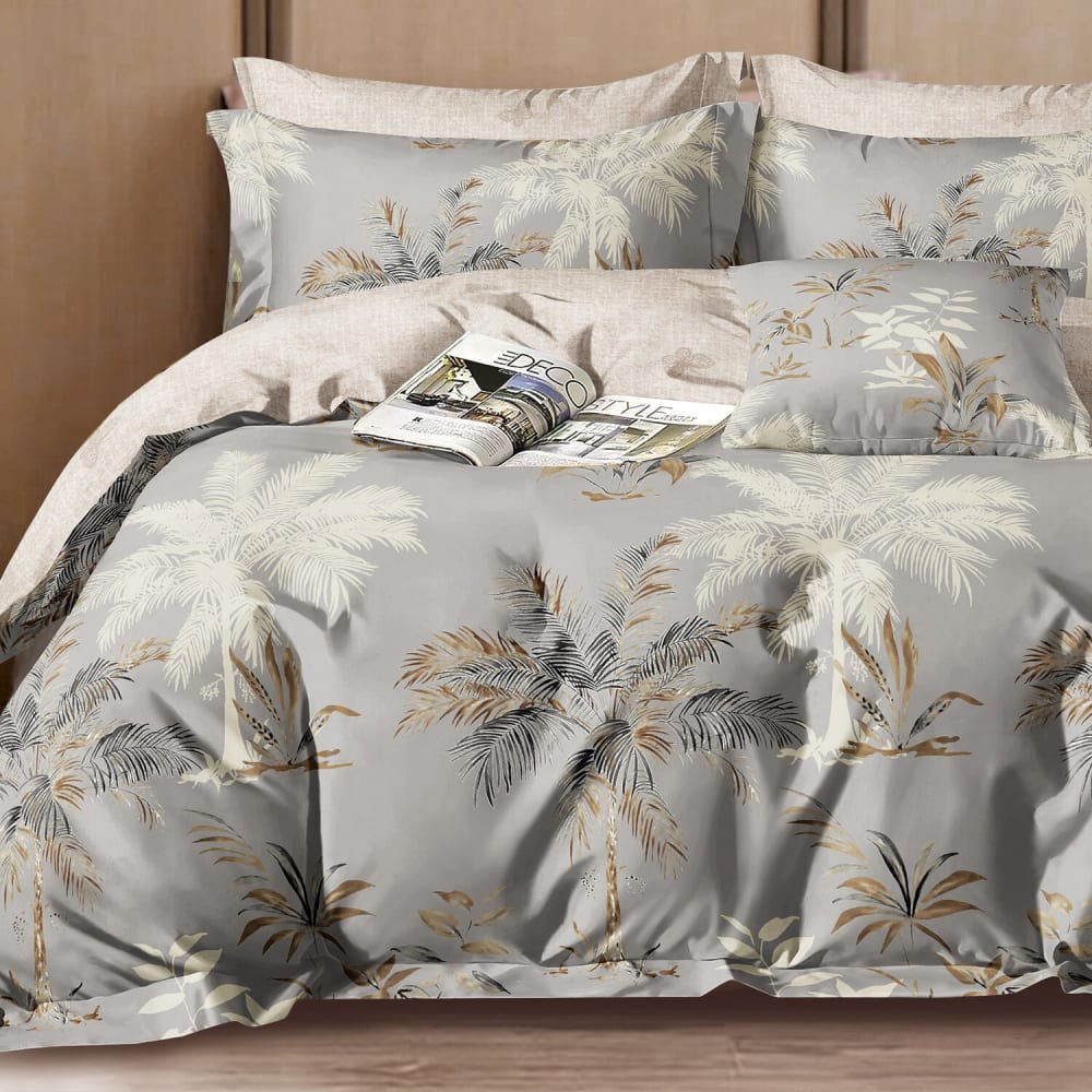 Parure housse de couette 100% percale de coton + 2 taies 240x220 cm - Maisons du Monde