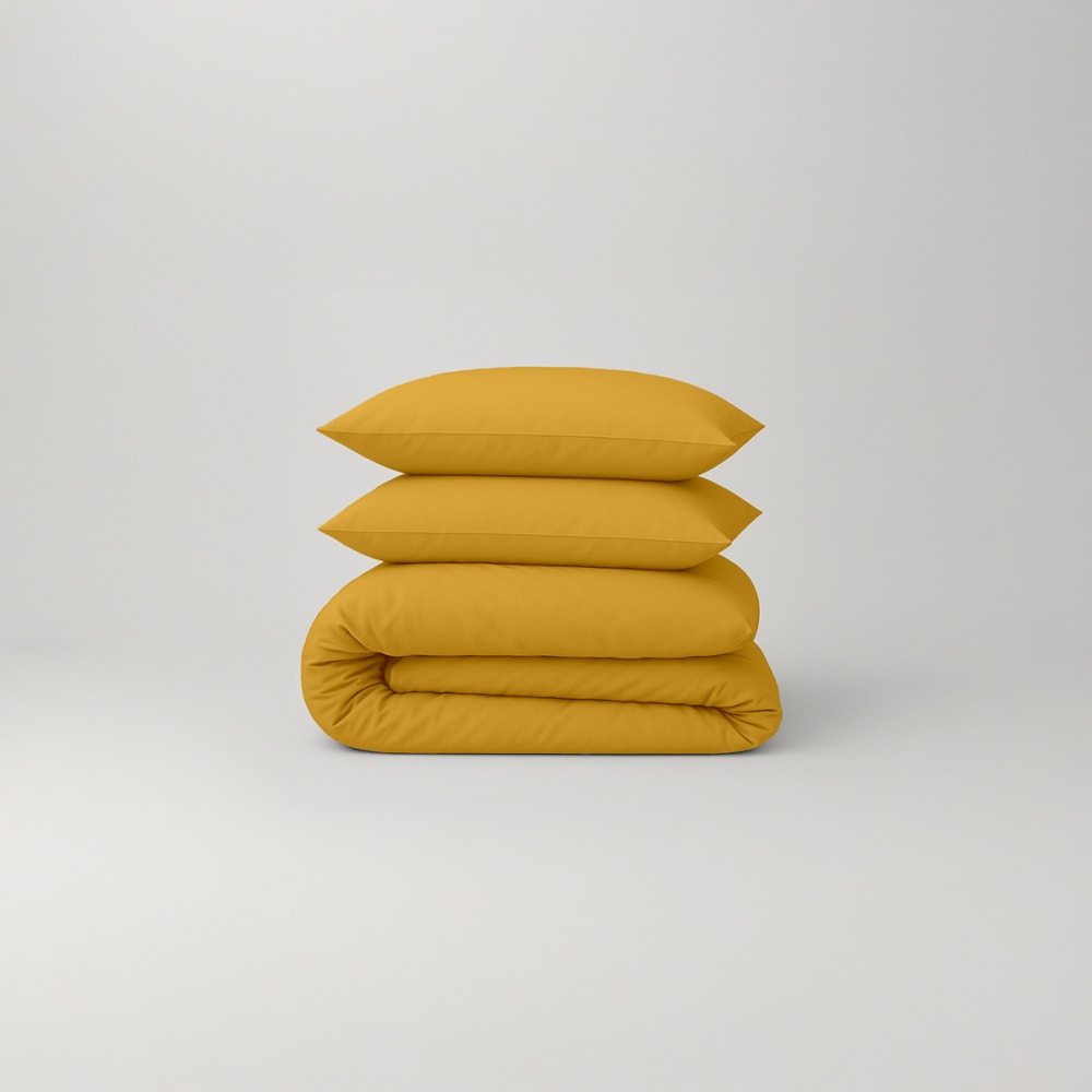 Parure de lit en percale de coton bio jaune ocre 240x220 — vue 3