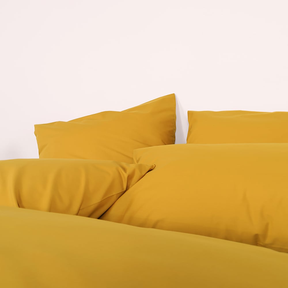 Parure de lit en percale de coton bio jaune ocre 240x220 — vue 4