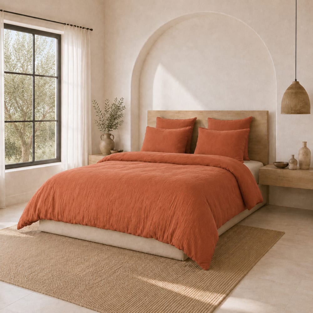 Parure housse de couette gaze de coton safran mineral 260x240 cm — vue 3