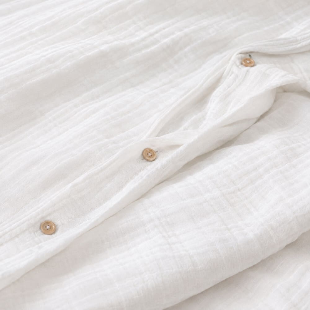 Parure housse de couette gaze de coton blanc pur 240x220 cm — vue 4