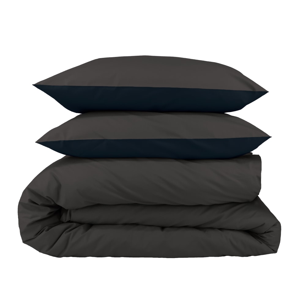 Parure de lit en percale de coton bio bleu et gris 260x240 — vue 3