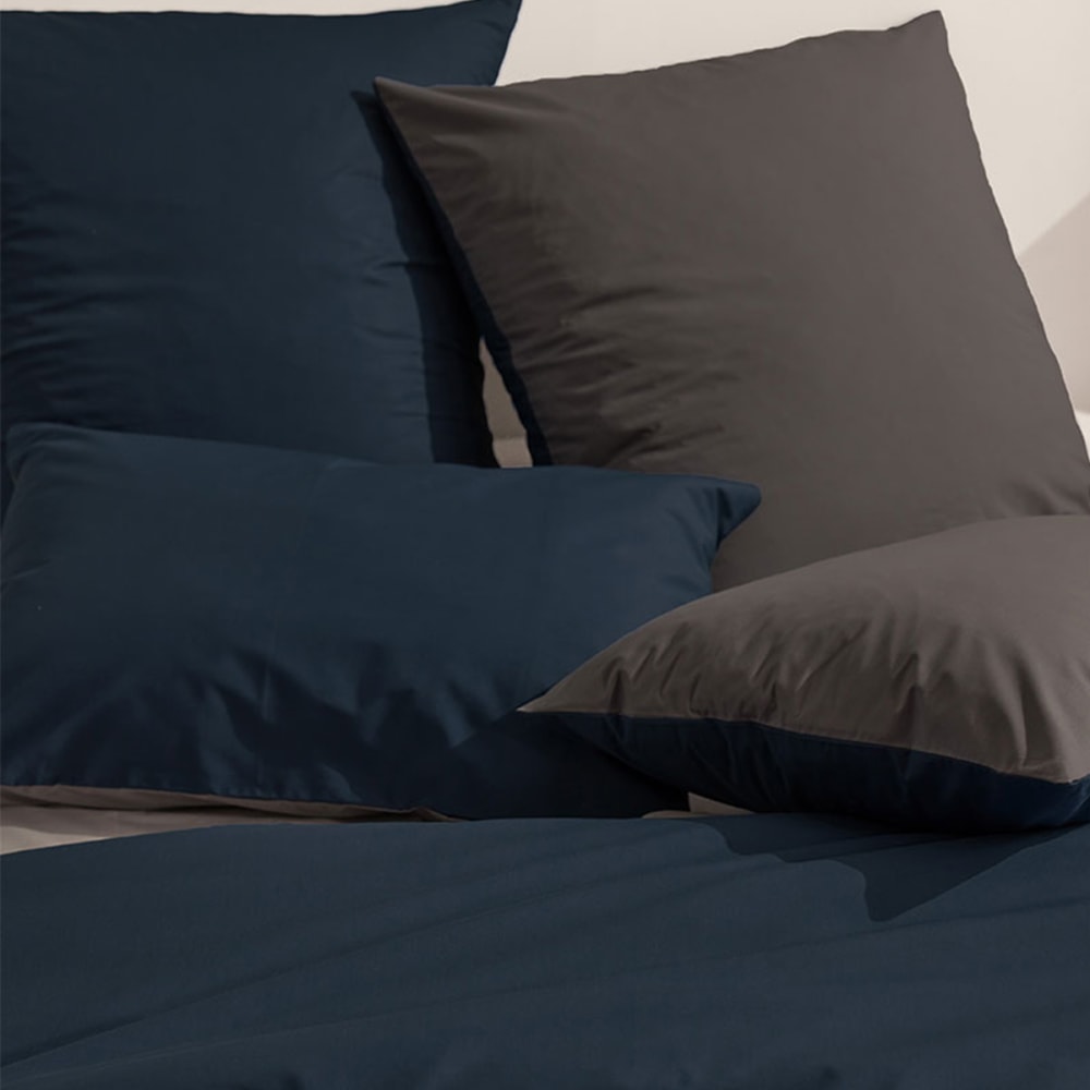 Parure de lit en percale de coton bio bleu et gris 260x240 — vue 4