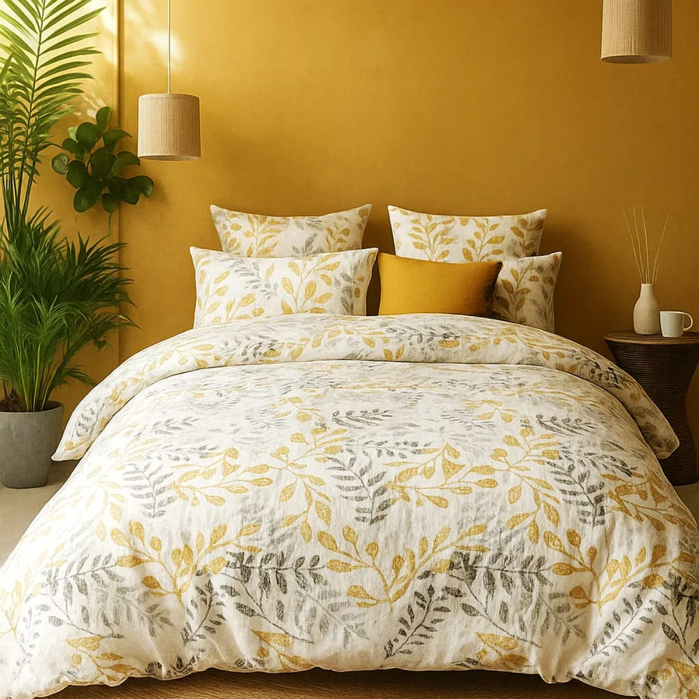 Parure housse de couette coton bio imprimée + 2 taies 240x220 cm