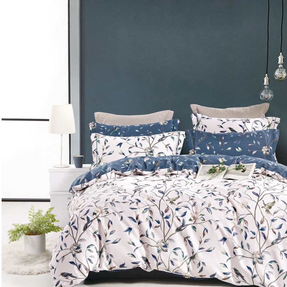 Parure housse de couette en polycoton imprimée + 2 taies 240x220 cm