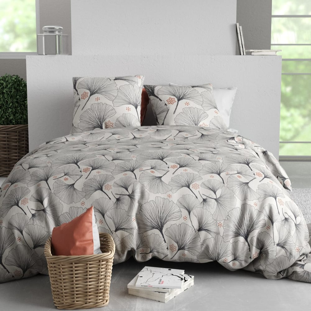 Parure housse de couette coton imprimée + 2 taies 260x240 cm