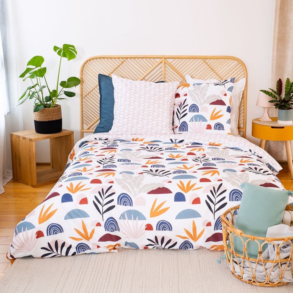 Parure housse de couette polyester imprimée + 2 taies 260x240 cm
