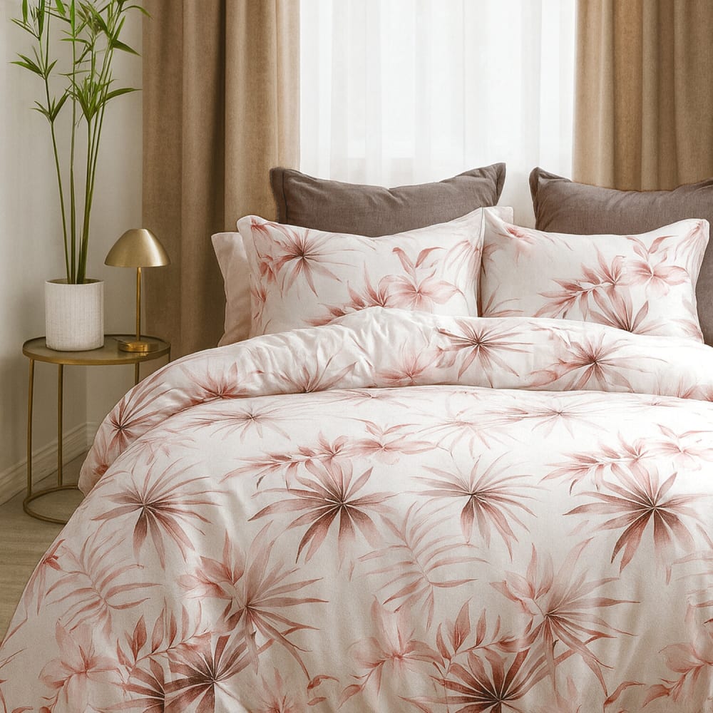 Parure housse de couette en polycoton imprimée + 2 taies 240x220 cm