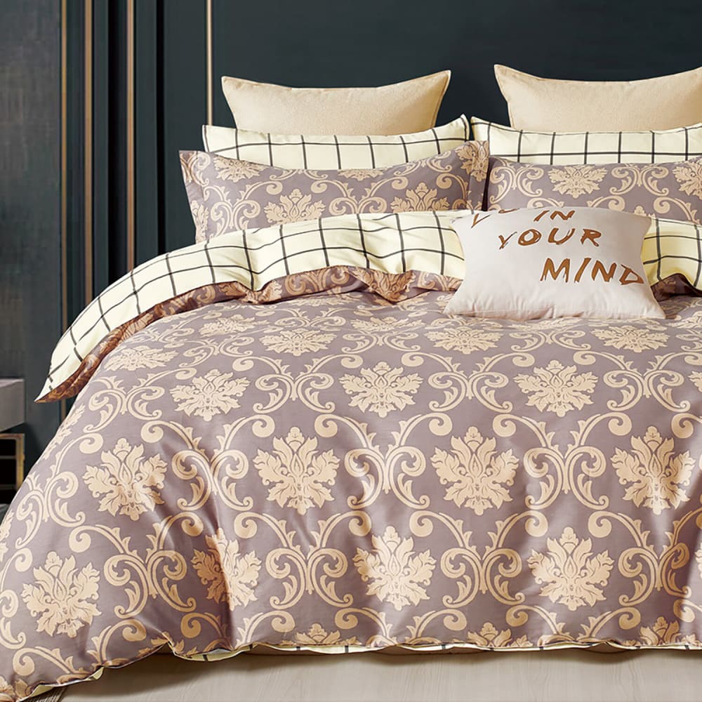 Parure housse de couette 100% percale de coton + 2 taies 240x220 cm - Maisons du Monde