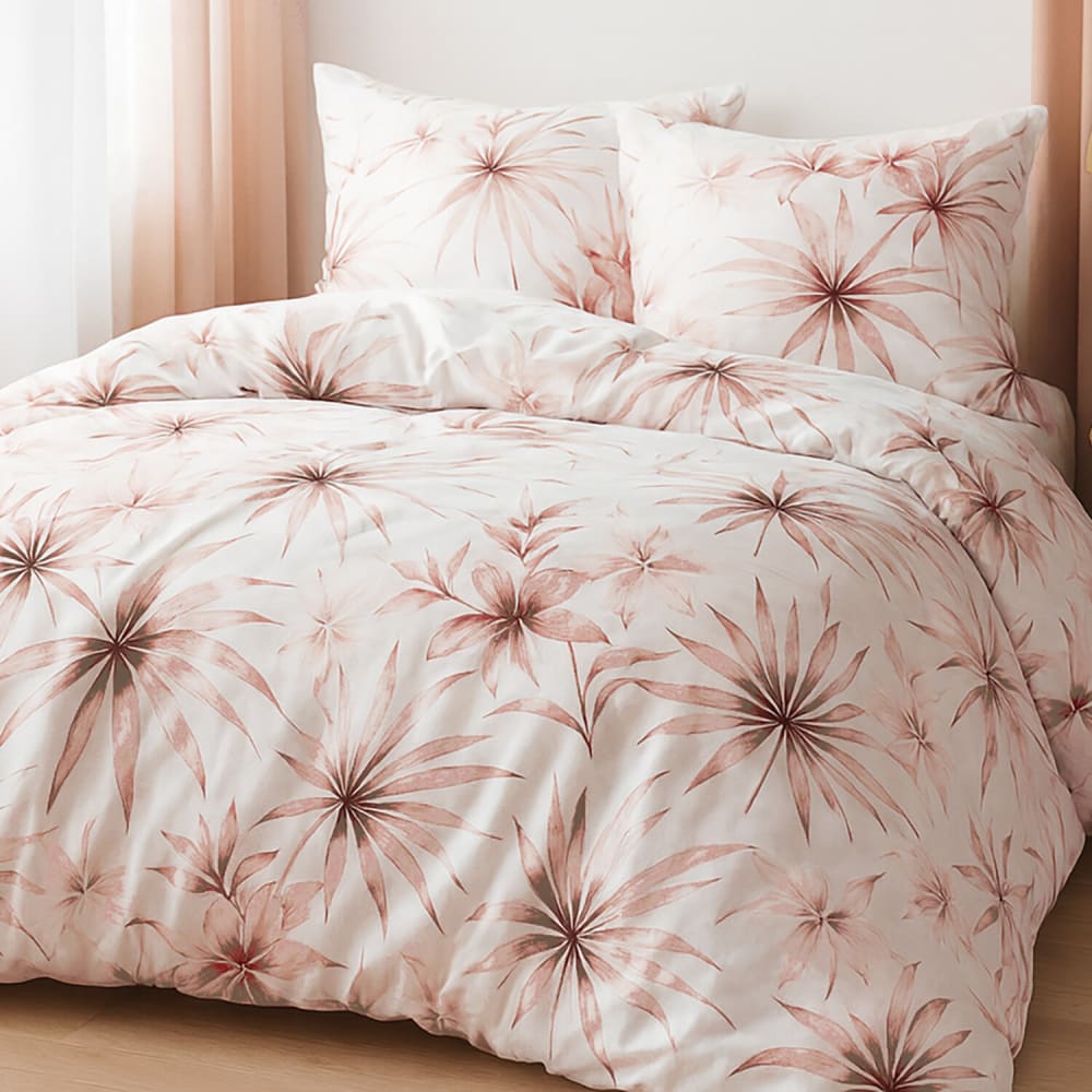 Parure housse de couette 100% percale de coton + 2 taies 240x220 cm - Maisons du Monde