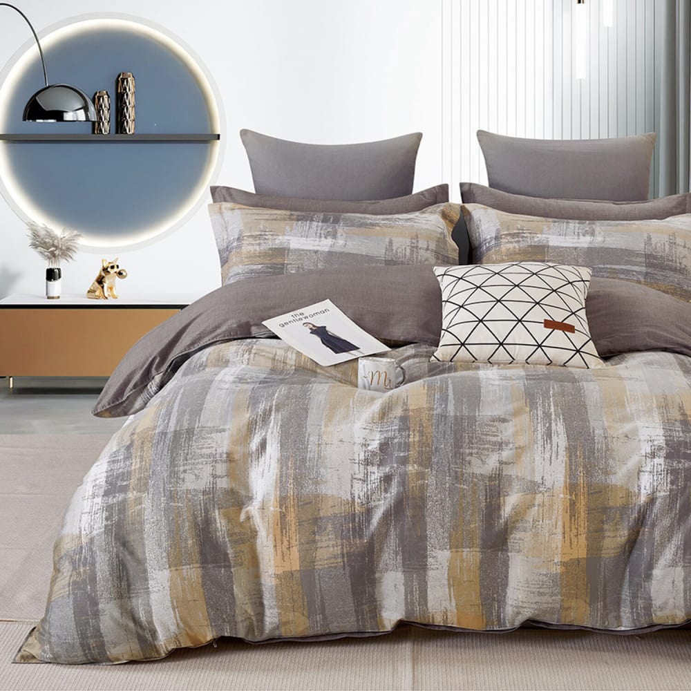 Parure housse de couette 100% percale de coton + 2 taies 240x220 cm