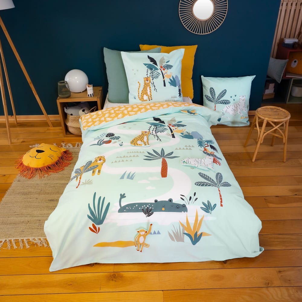 Parure de lit enfant 100% coton imprimée + 1 taie 140x200 cm