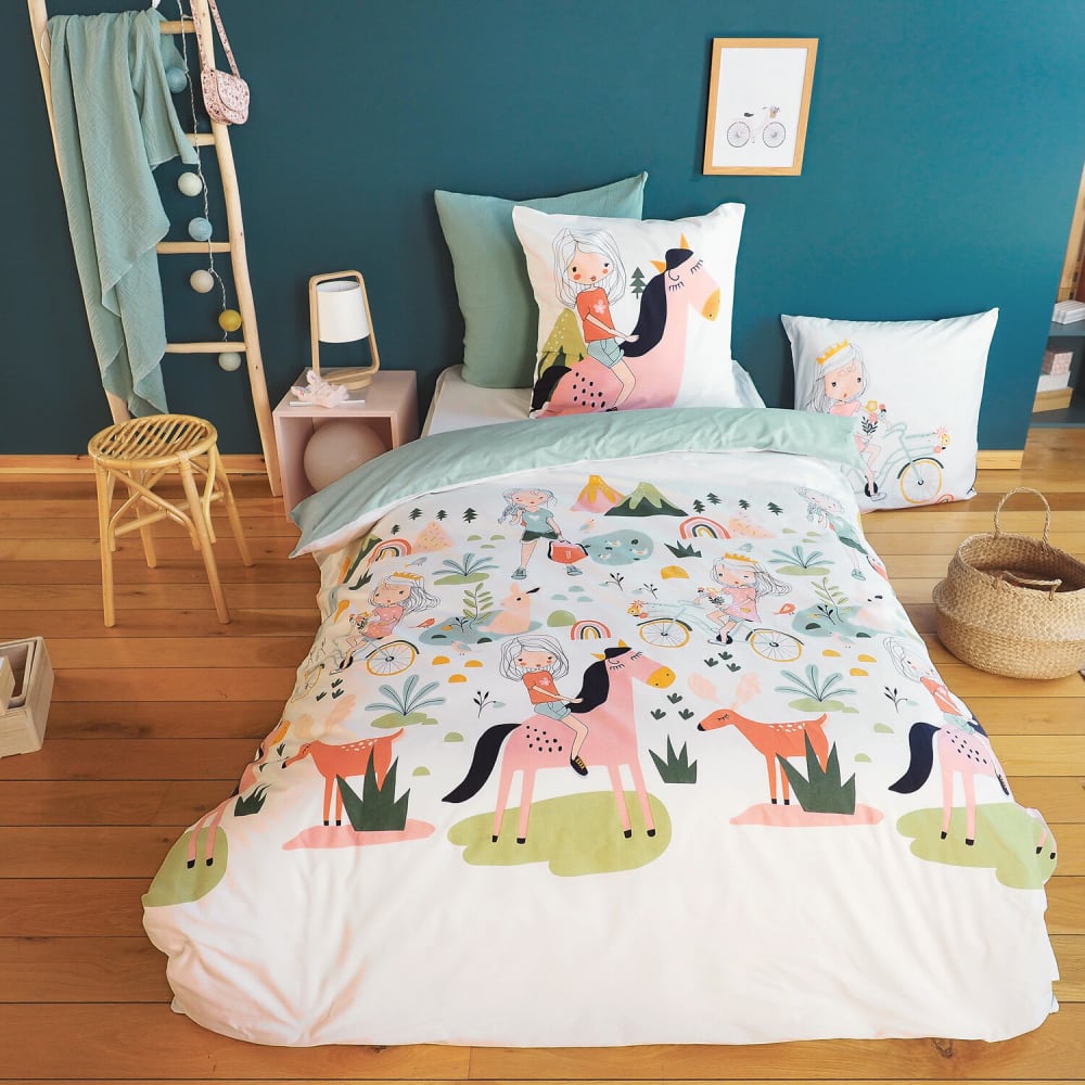 Parure de lit enfant 100% coton imprimée + 1 taie 140x200 cm
