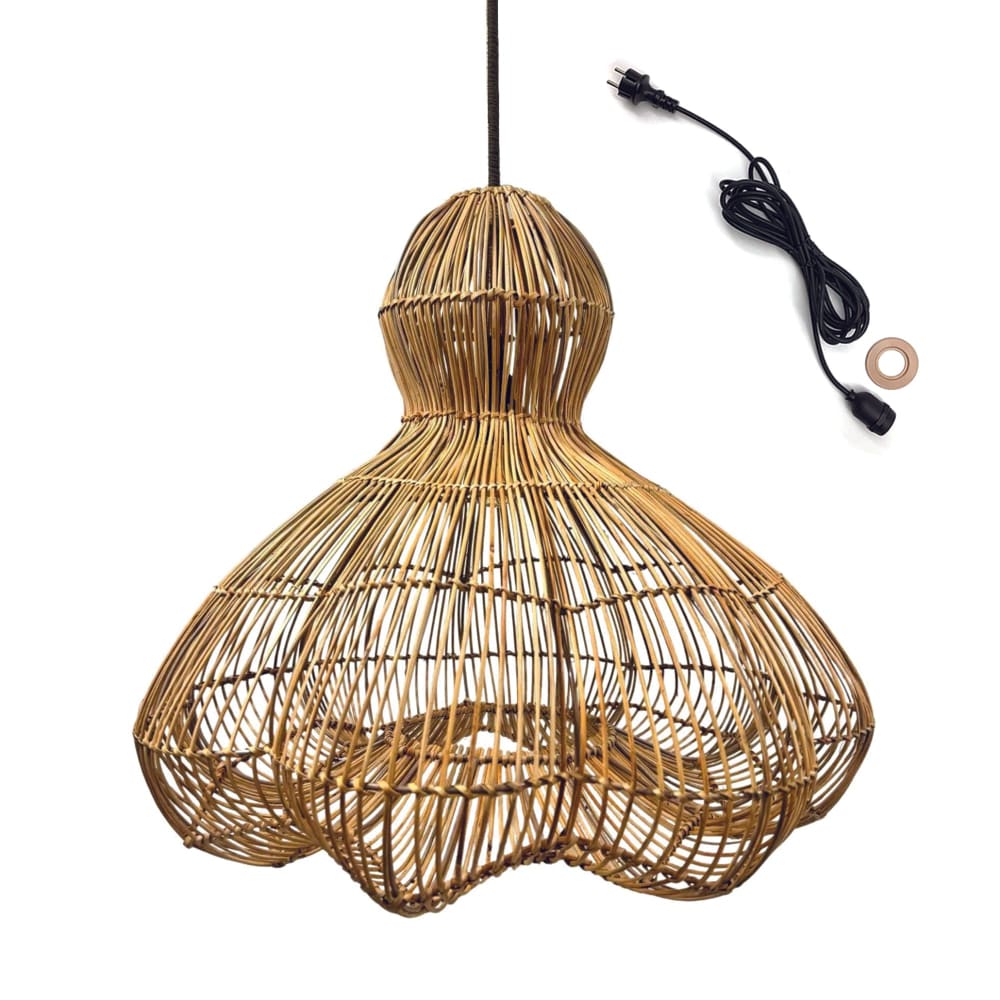 Suspension secteur Rotin Beige d60cm